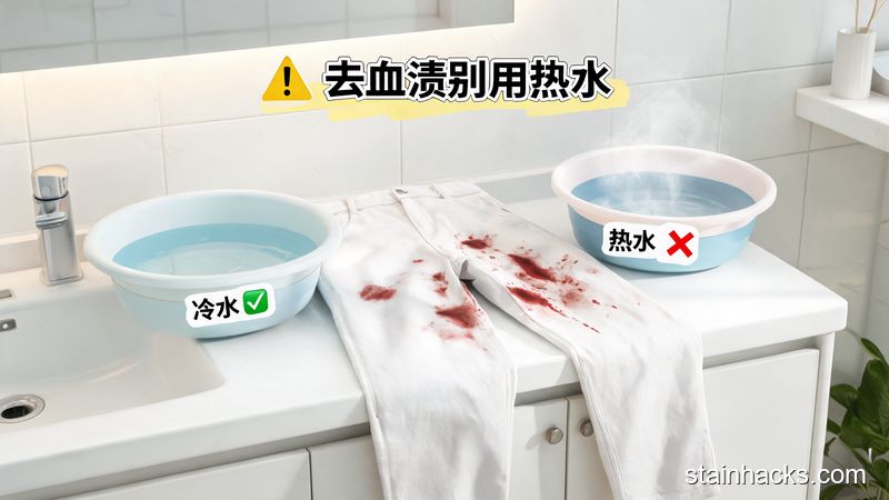 白色裤子沾了血渍别慌,冷水 + 食盐快速去渍不发硬