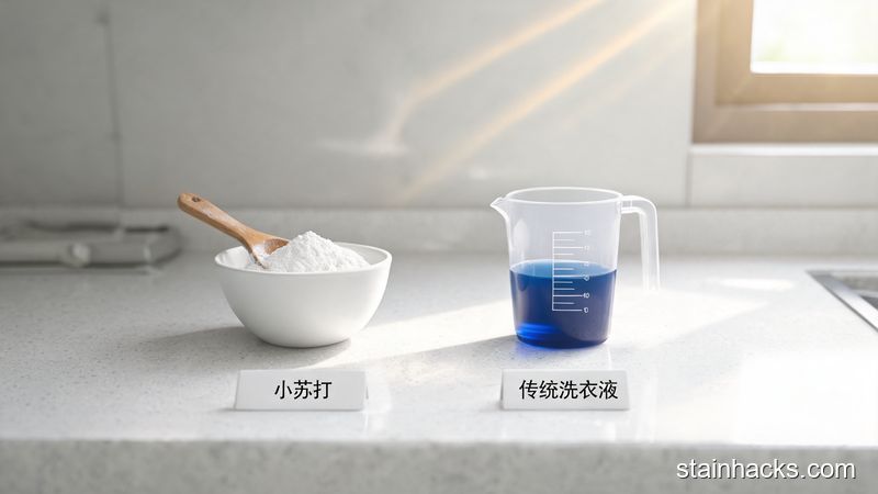 小苏打洗涤剂与传统洗衣液的去污原理和总活性物对比