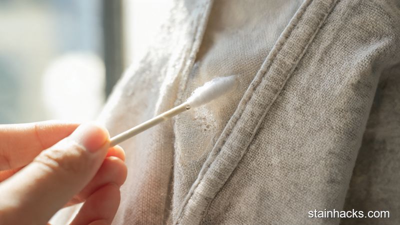 在衣服不显眼处用棉签测试清洁剂是否褪色