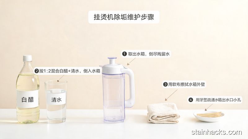 手持挂烫机水箱除垢与日常维护步骤展示