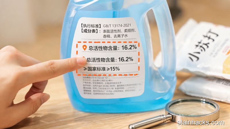 洗衣液背面标签总活性物含量和执行标准选购要点