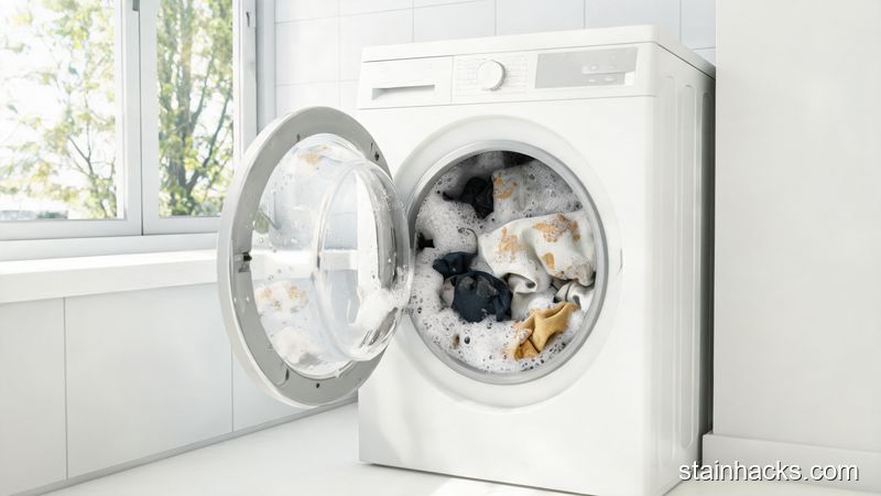 将处理后的衣服放进洗衣机进行彻底清洗