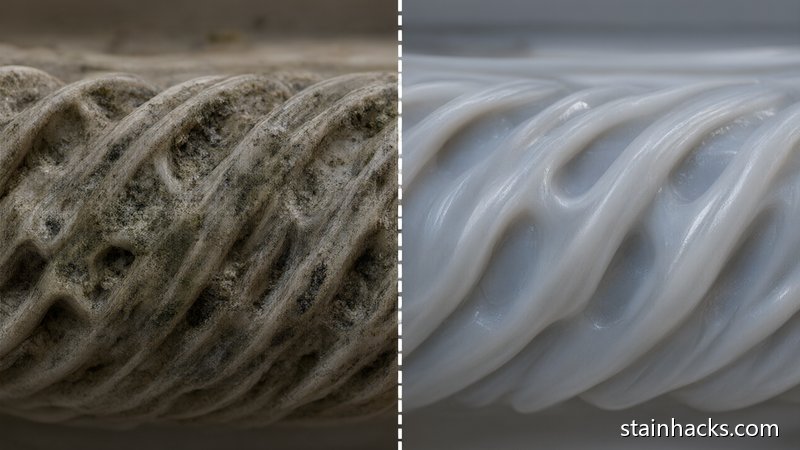 洗衣机橡胶密封圈清洁前后对比,左侧发黑发霉右侧干净如新