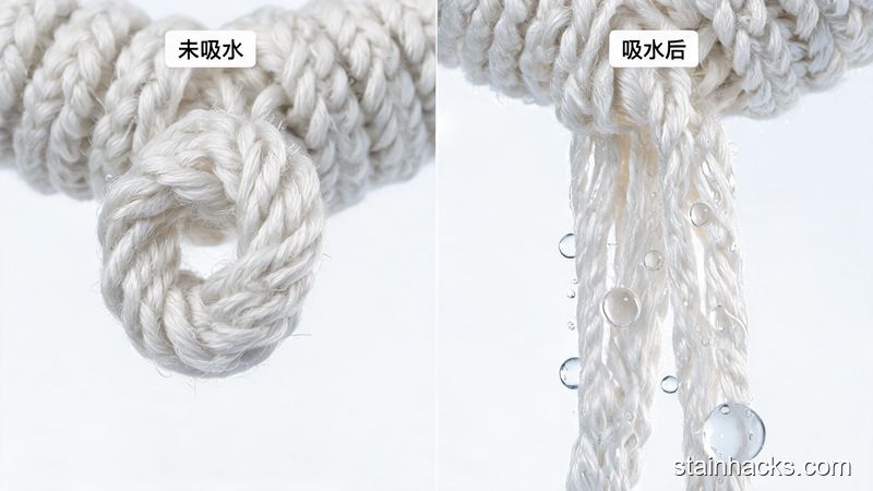 针织线圈吸水后重力拉伸原理微观示意图